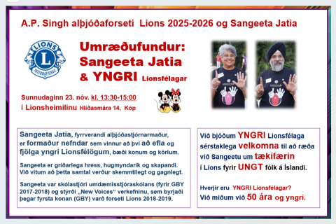 Umræðufundur:  Sangeeta Jatia og YNGRI Lionsfélagar