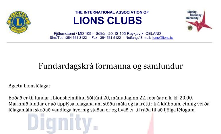 Formanna- og samfundur 22. febrúar