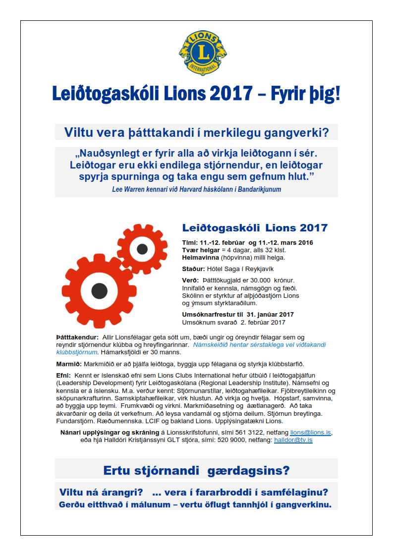 Leiðtogaskólinn hefst 11. febrúar   Ert þú búin(n) að bóka þig?