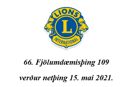 66. Fjölumdæmisþing 109 verður netþing 15. maí 2021.
