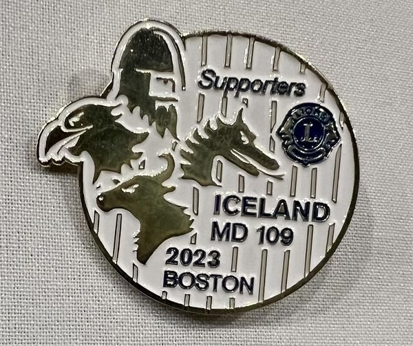 Íslenska Lionsmerkið gert í tilefni Alþjóðaþings Lionshreyfingarinnar í Boston 2023. Mynd Friðrik Ha…