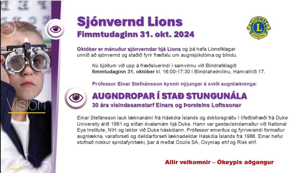 Sjónvernd Lions - Augndropar í stað stungunála