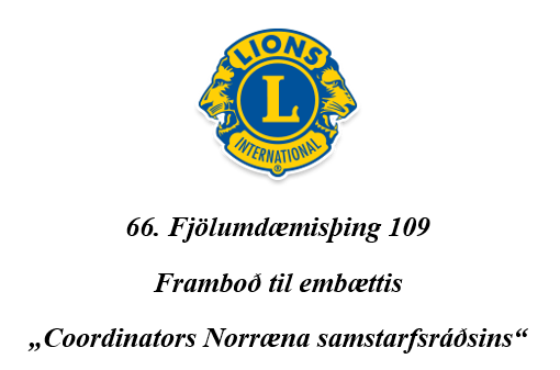 Fjölumdæmisþing 15. maí 2021  Framboð til embættis ,,Coordinators Norræna samstarfsráðsins”