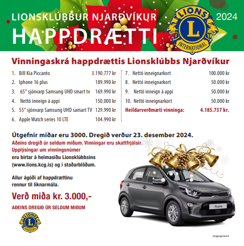 Lionsfélagar í Lionsklúbb Njarðvíkur hefja sölu á jólahappadrættismiðum