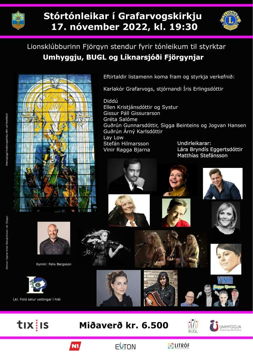 Stórtónleikar í Grafarvogskirkju 17.nóv.2022