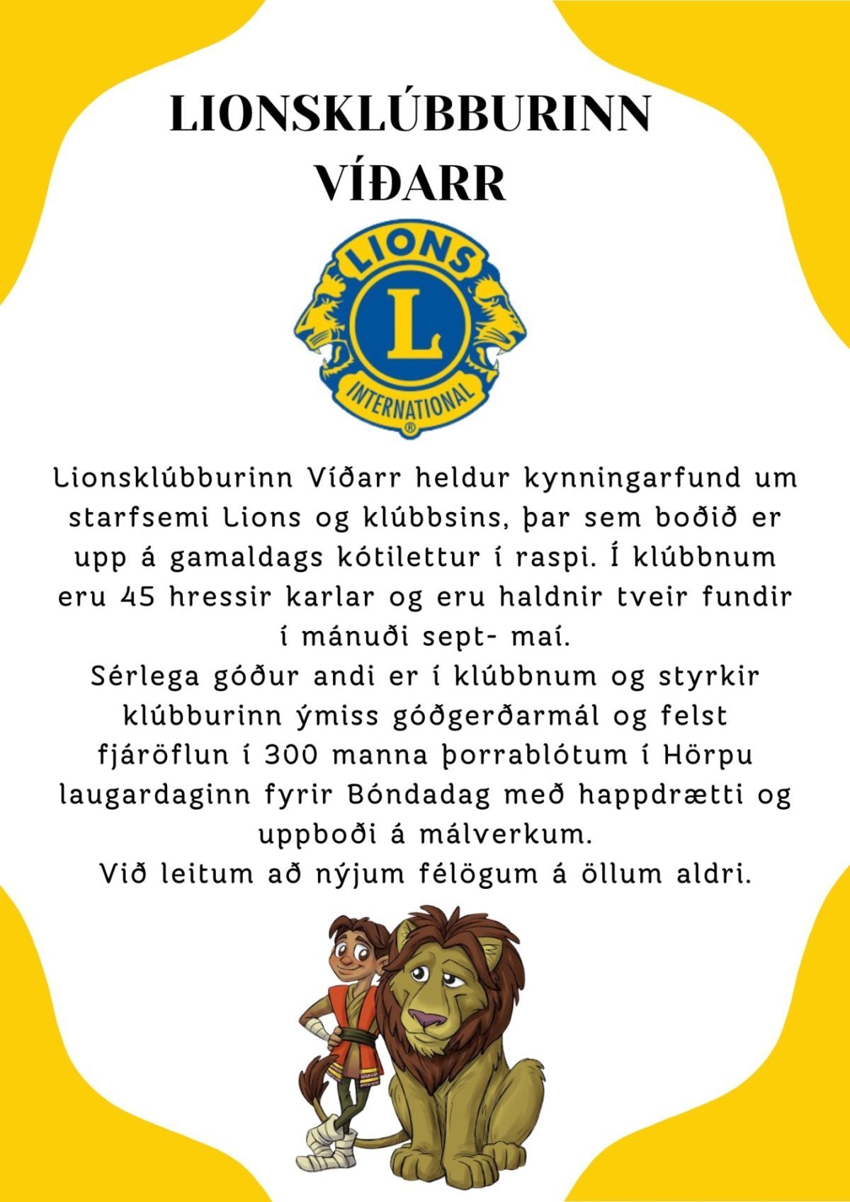 Lionsklúbburinn Víðarr heldur kynningarfund