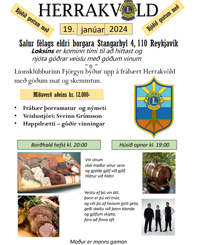 Herrakvöld Lionsklúbbsins Fjörgyn