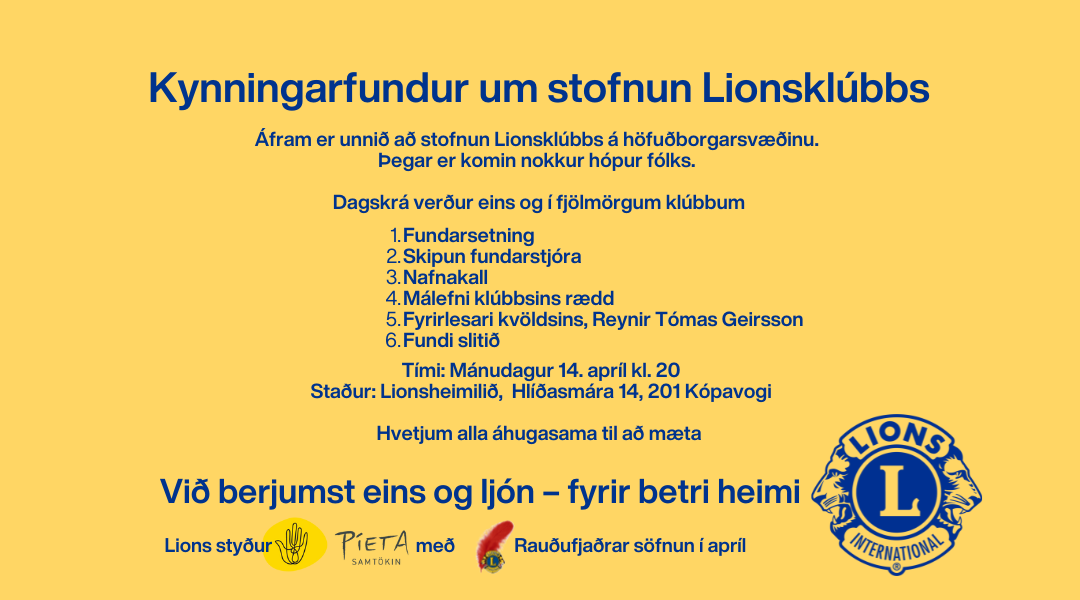 Kynningarfundur um stofnun Lionsklúbbs