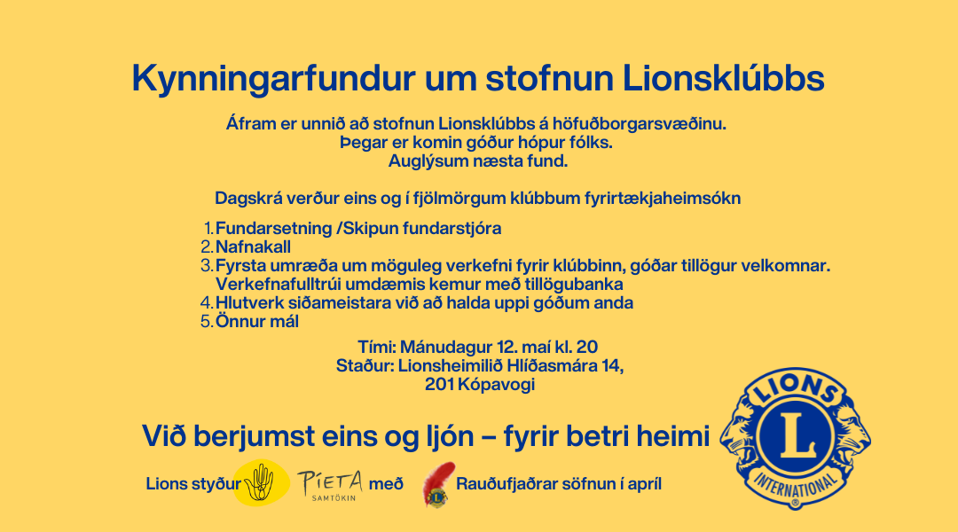 Næsti kynningarfundur um stofnun Lionsklúbbs