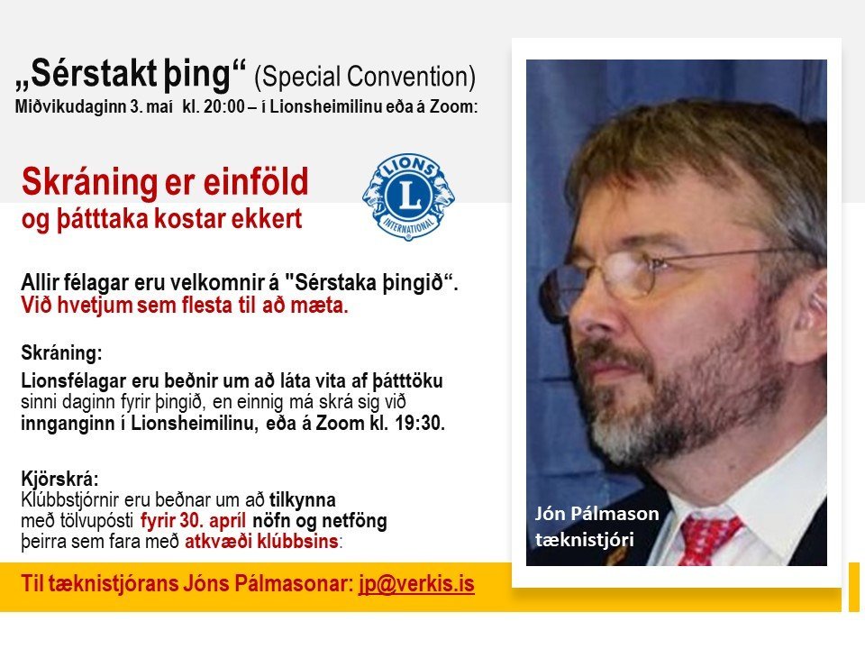Nánari upplýsingar um aukaþingið „Sértakt þing“ (Special Convention)